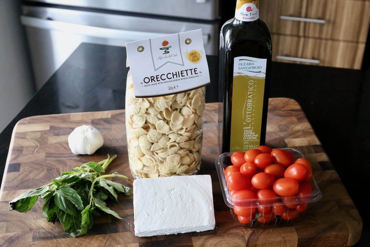 Traditional Pasta alla Crudaiola ingredients.