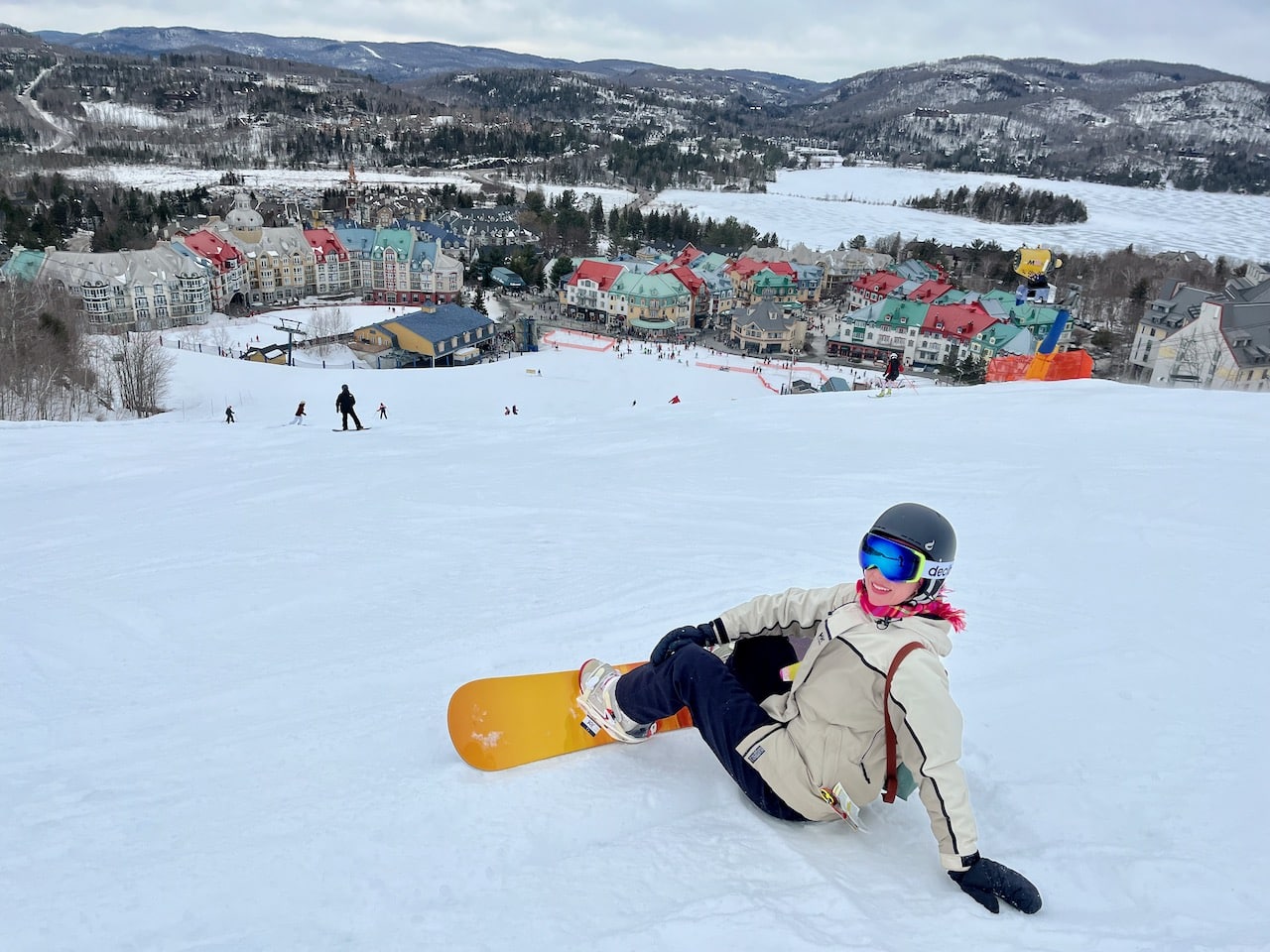 The Fairmont Tremblant, visible to the far right, is located on the edge of the ski hill.