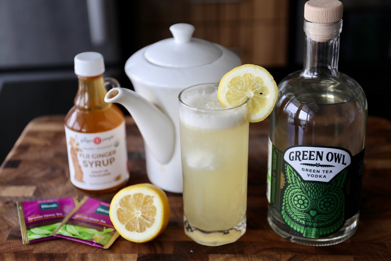 Garnish our easy Green Tea Cocktail with a lemon wheel.