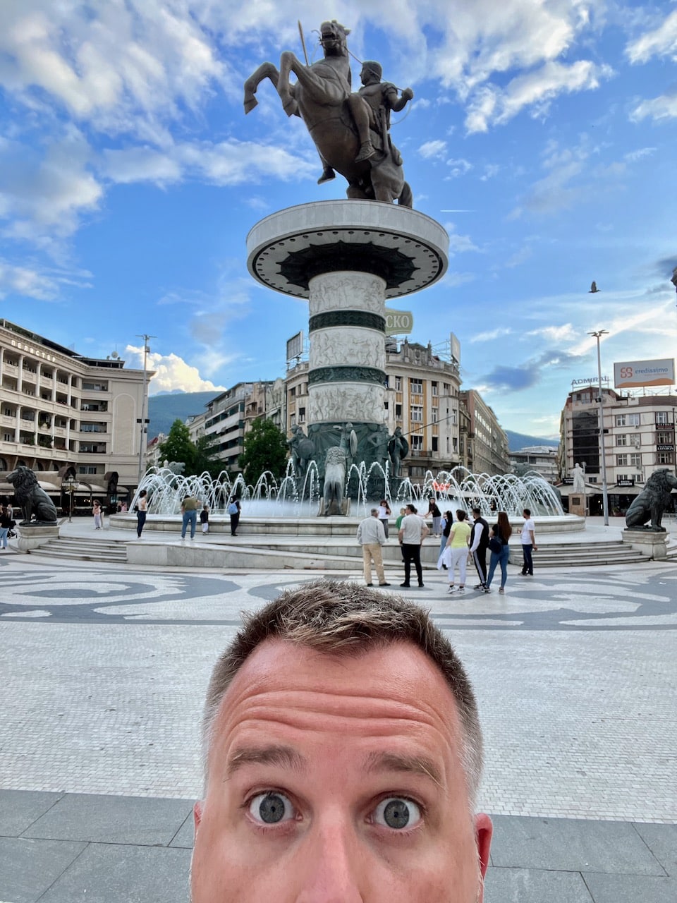 Get a selfie with Alexander the Great at Macedonia Square.