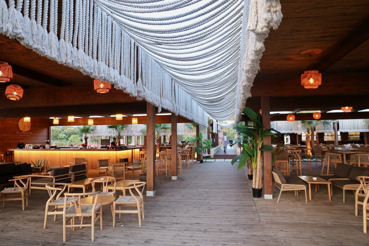 The breezy beach club at Mövenpick Hotel Lalëz Durrës.