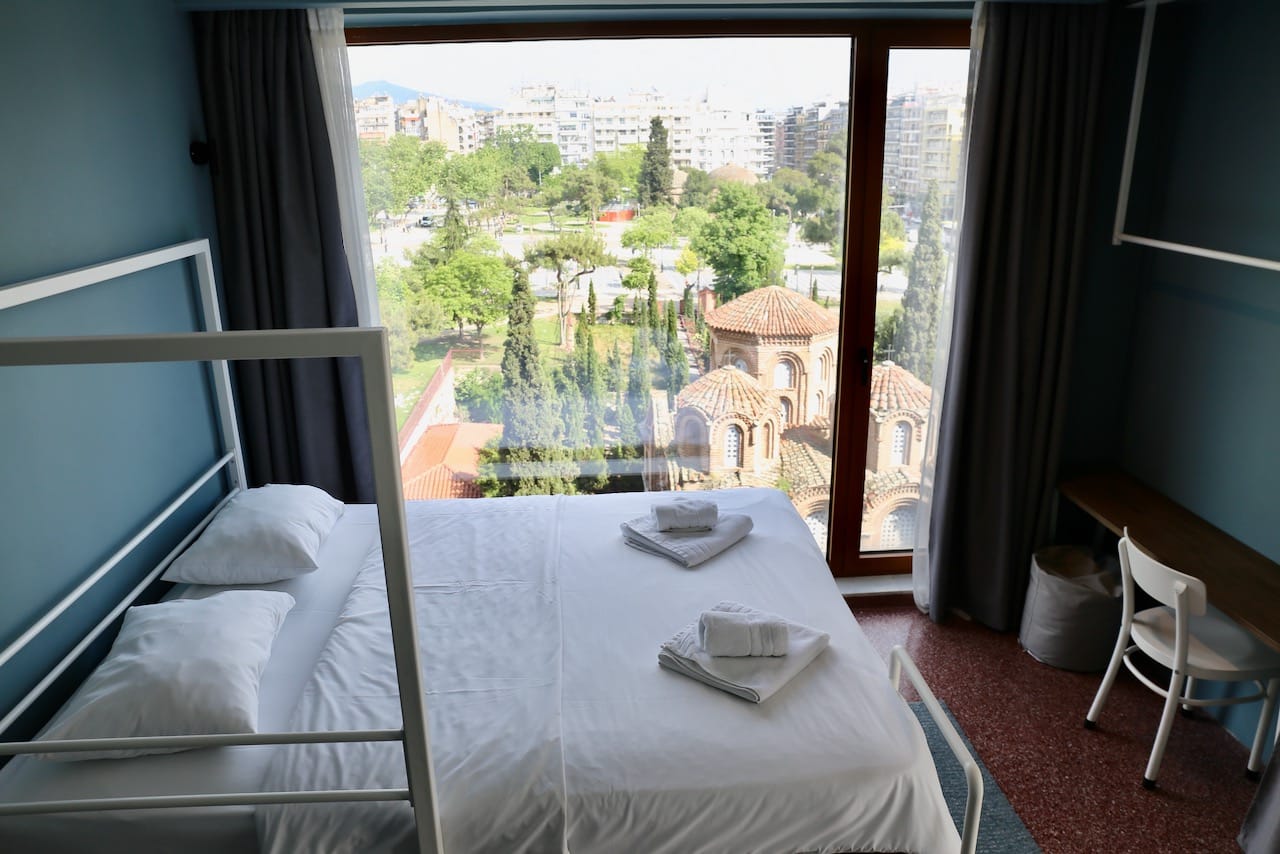 After eating all the delicious Street Food in Thessaloniki relax in a private room at Zeus is Loose Hostel. 