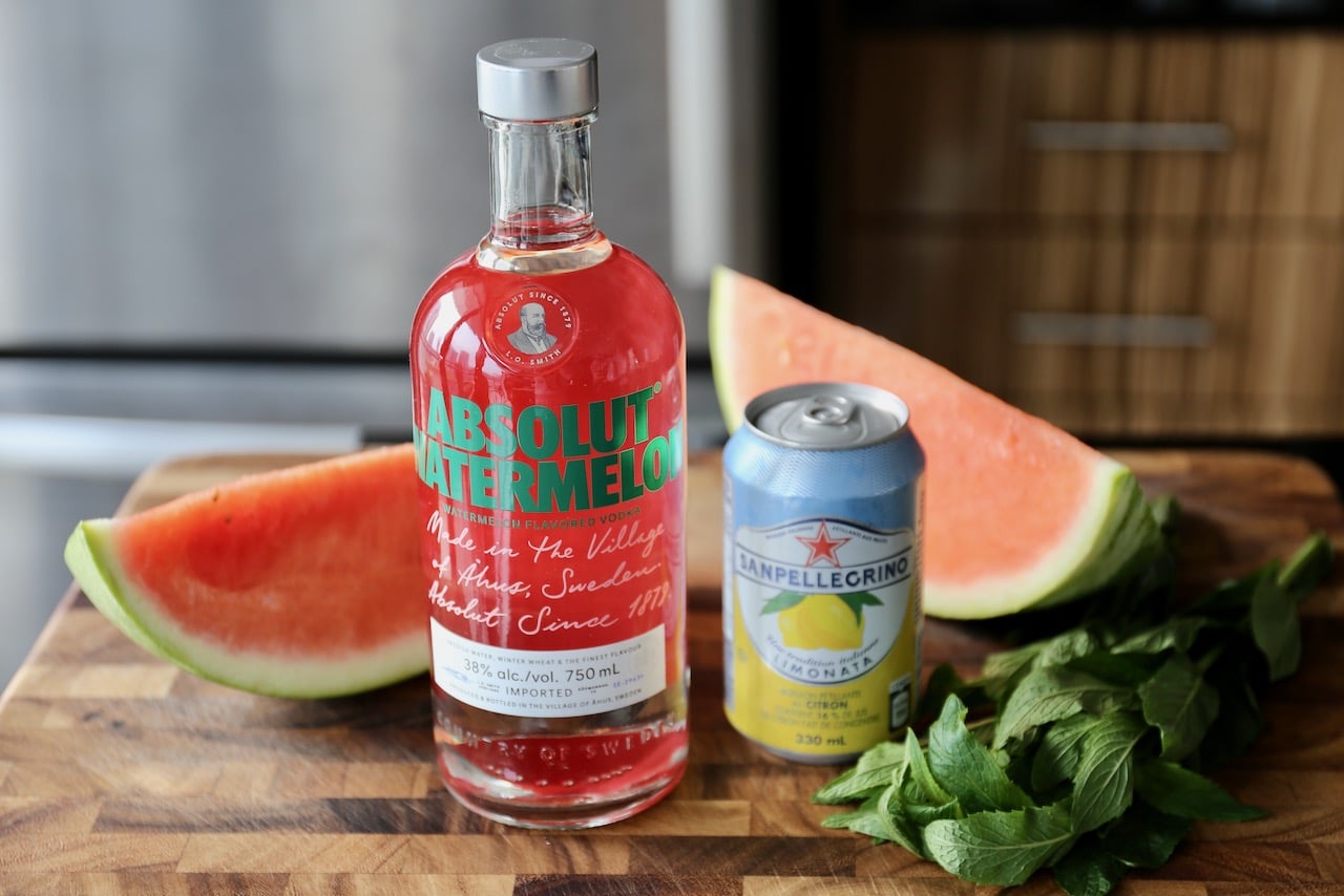 Absolut Watermelon Mint Cocktail recipe ingredients.