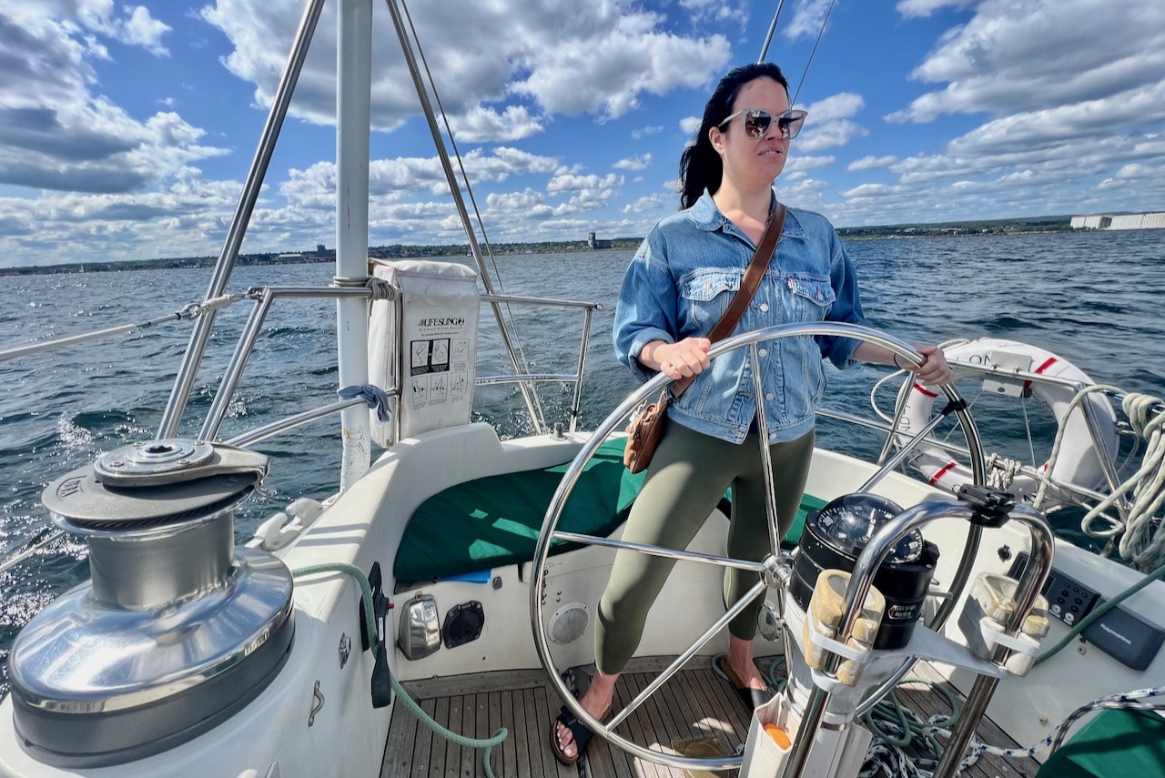 Thunder Bay to Sault Ste Marie Itinerary: Play captain on a fun harbour tour with Sail Superior.