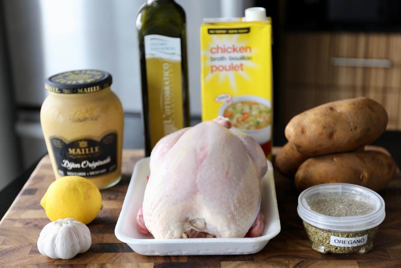 Traditional Kotopoulo Lemonato Greek Whole Roast Chicken recipe ingredients. 