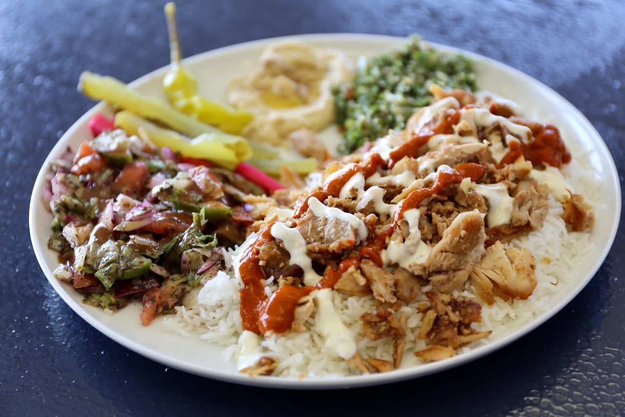 Enjoy a traditional Middle Eastern Chicken Shawarma plate at Philly Wawa Hoagie.