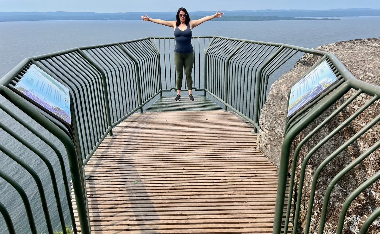 Enjoying the views at Thunder Bay Lookout inside Sleeping Giant Provincial Park.