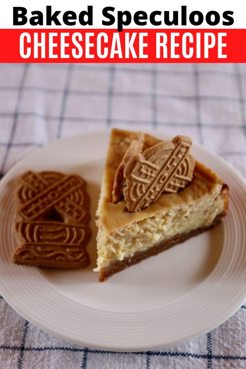 Speculaas Cheesecake is the best dessert to serve at Thanksgiving or Christmas. A rich cream cheese filling pairs with Dutch spiced cookies.  