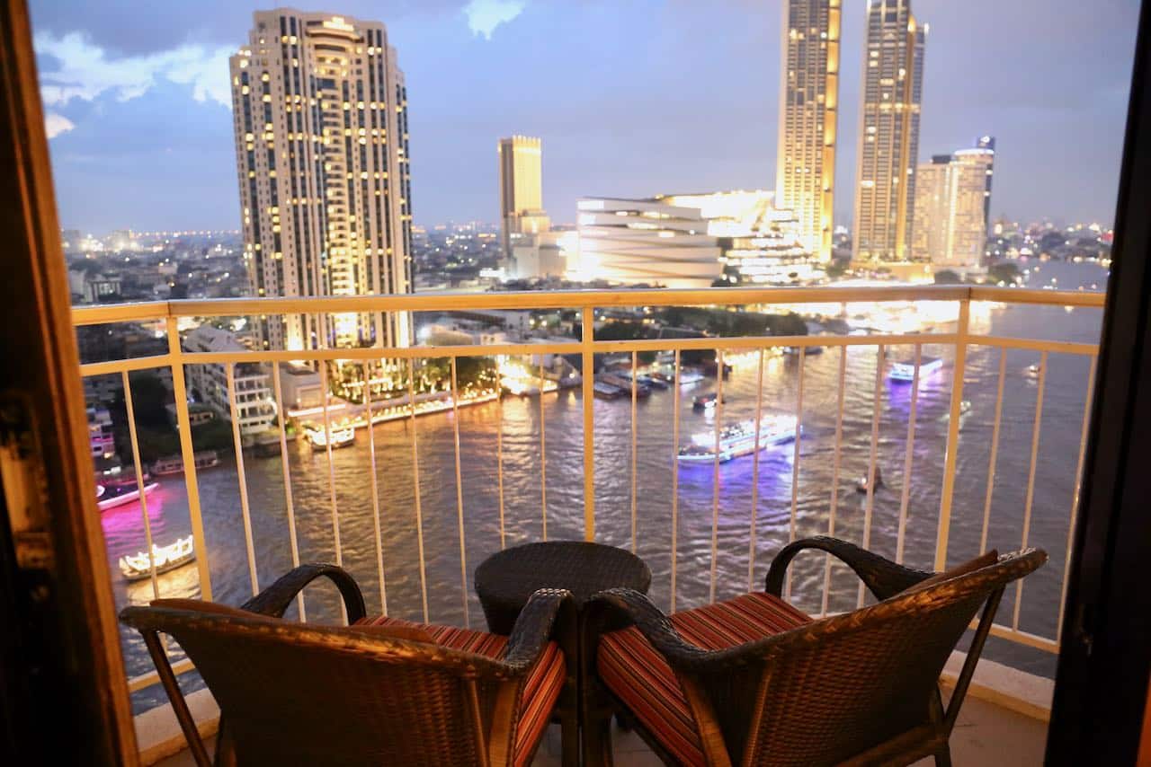 My Shangri-La Bangkok suite had a balcony offering scenic views overlooking the Chao Phraya River.