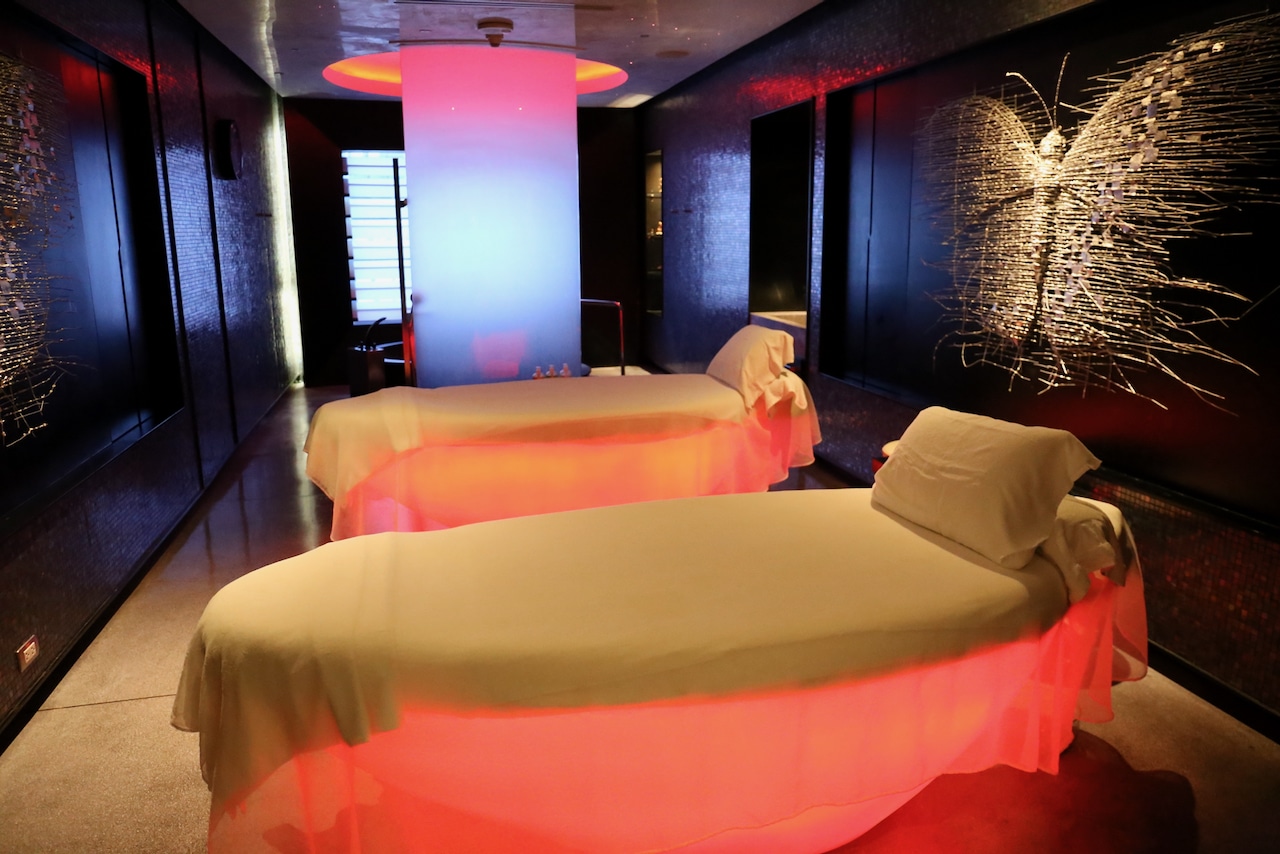 A romantic couples treatment room at Away Spa.