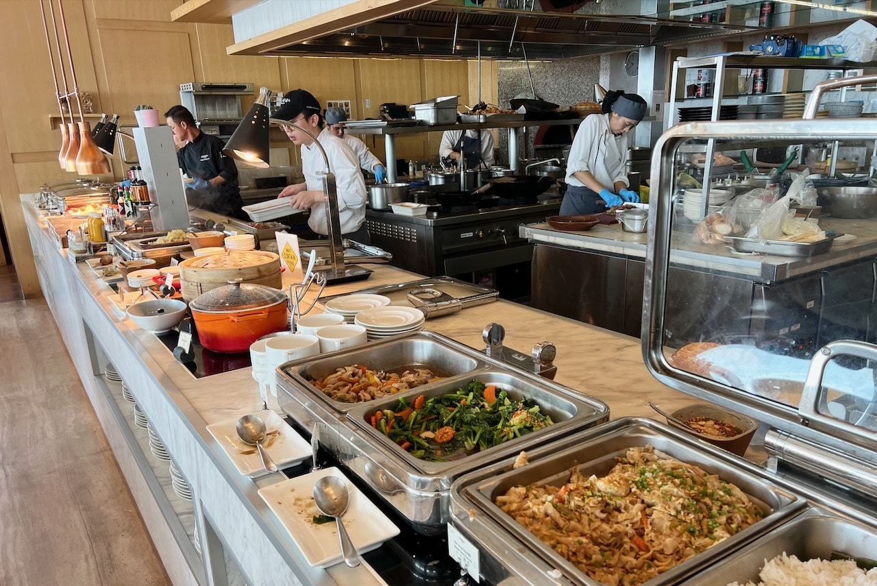 The breakfast buffet at Skyline Restaurant.