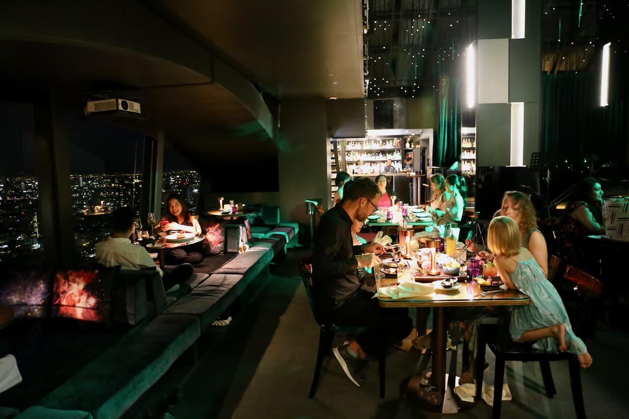 Enjoy live music with a scenic view of Bangkok at Vertigo Too.