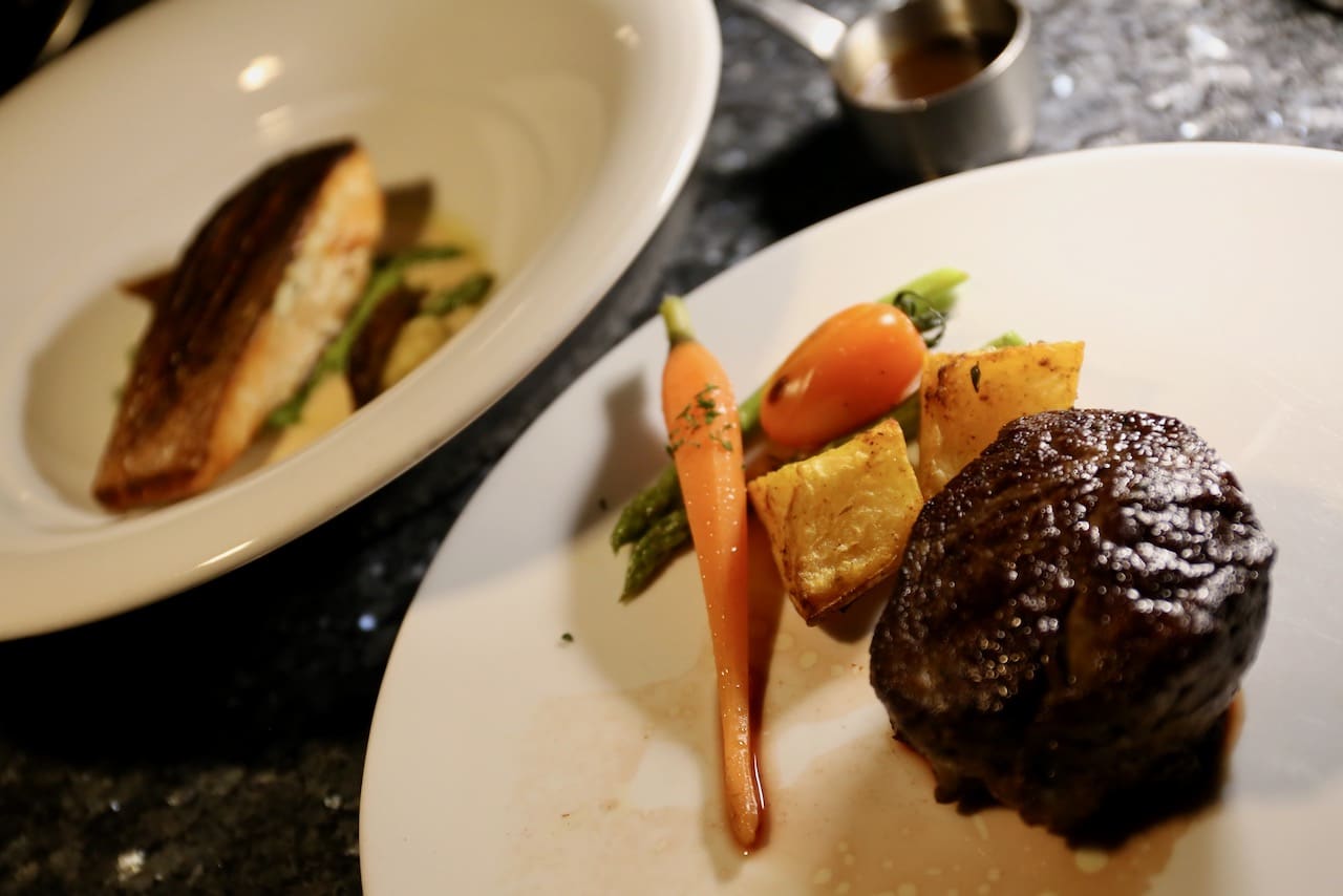 Vertigo Restaurant's set menu showcases elegant Western flavours like filet mignon and salmon with gnocchi.