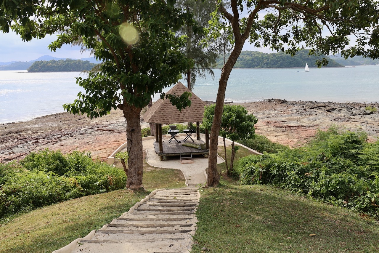 The view of Phuket from Z Bar where sailboats splash along the horizon.