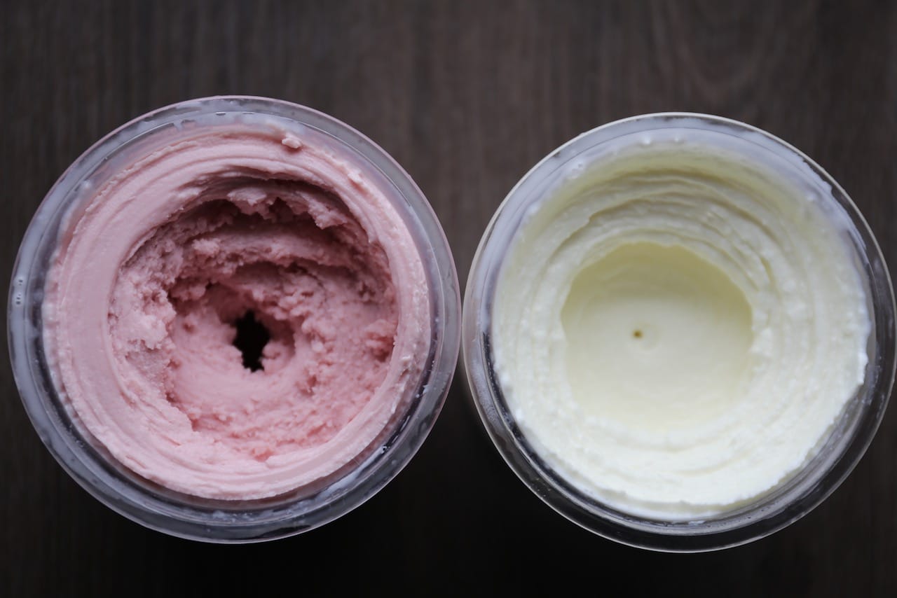 After a re-spin the Ninja Creami Frozen Yogurt should be perfectly smooth and easy to scoop.