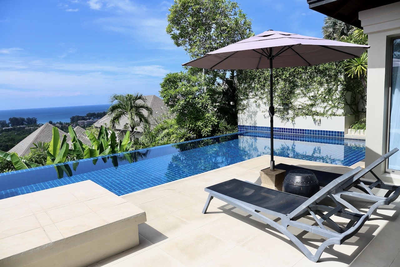 The Pavilions Phuket Resort Oceanview Villa swimming pool and patio.