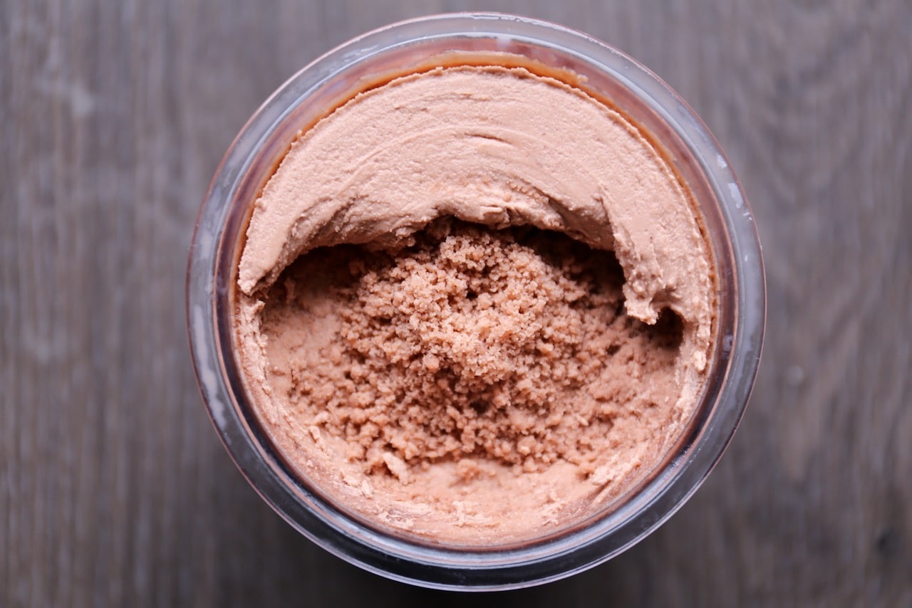 Ninja Creami 1st Spin: the ice cream should look crumbly. Time to re-spin! 