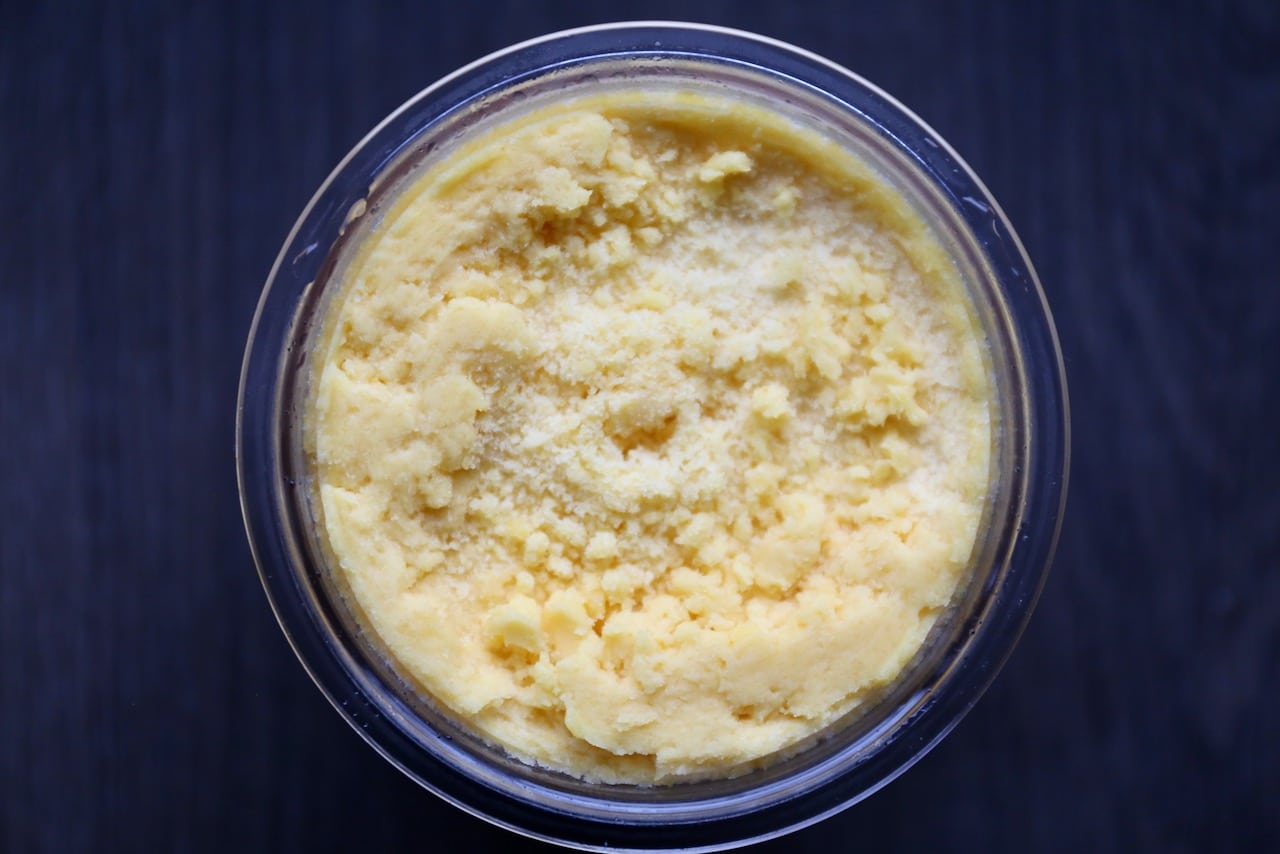 Ninja Creami 1st Spin: the sorbet should look crumbly. Time to re-spin! 