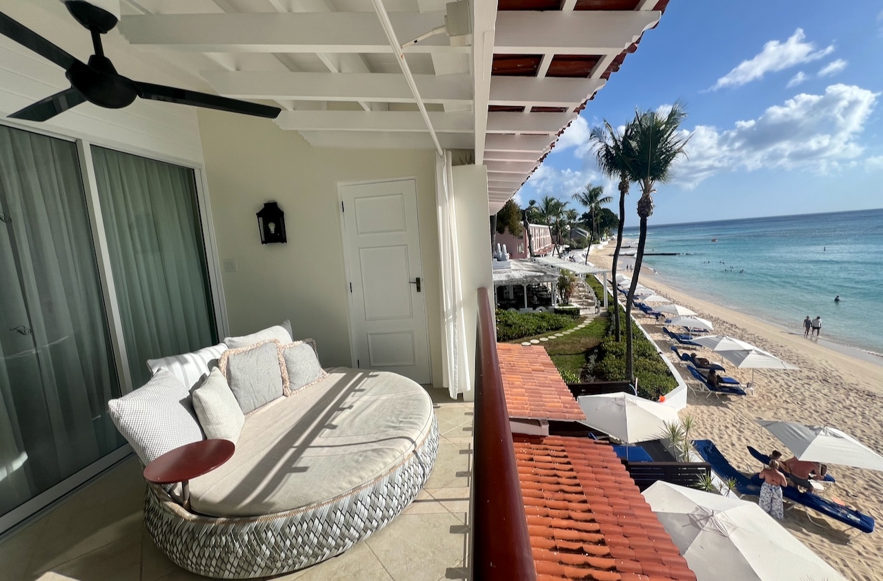 We suggest booking a suite on the 3rd floor so you can enjoy views overlooking the beach from the balcony.