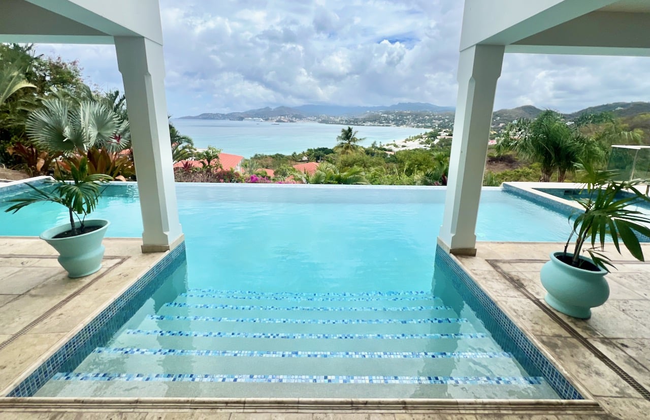 The jaw-dropping panoramic view from Mount Cinnamon Resort's impressive pool villa.