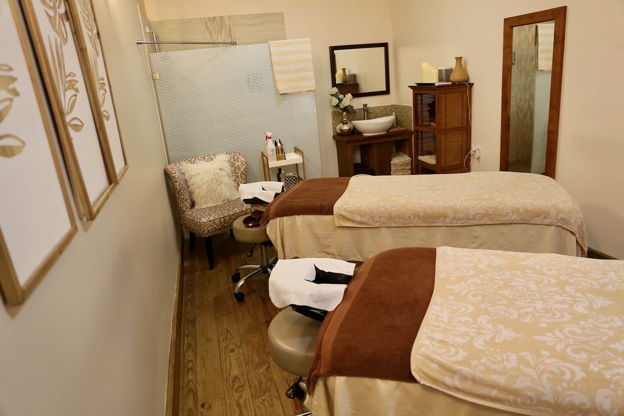 Romantic couples treatment room at Blue Haven Spa.