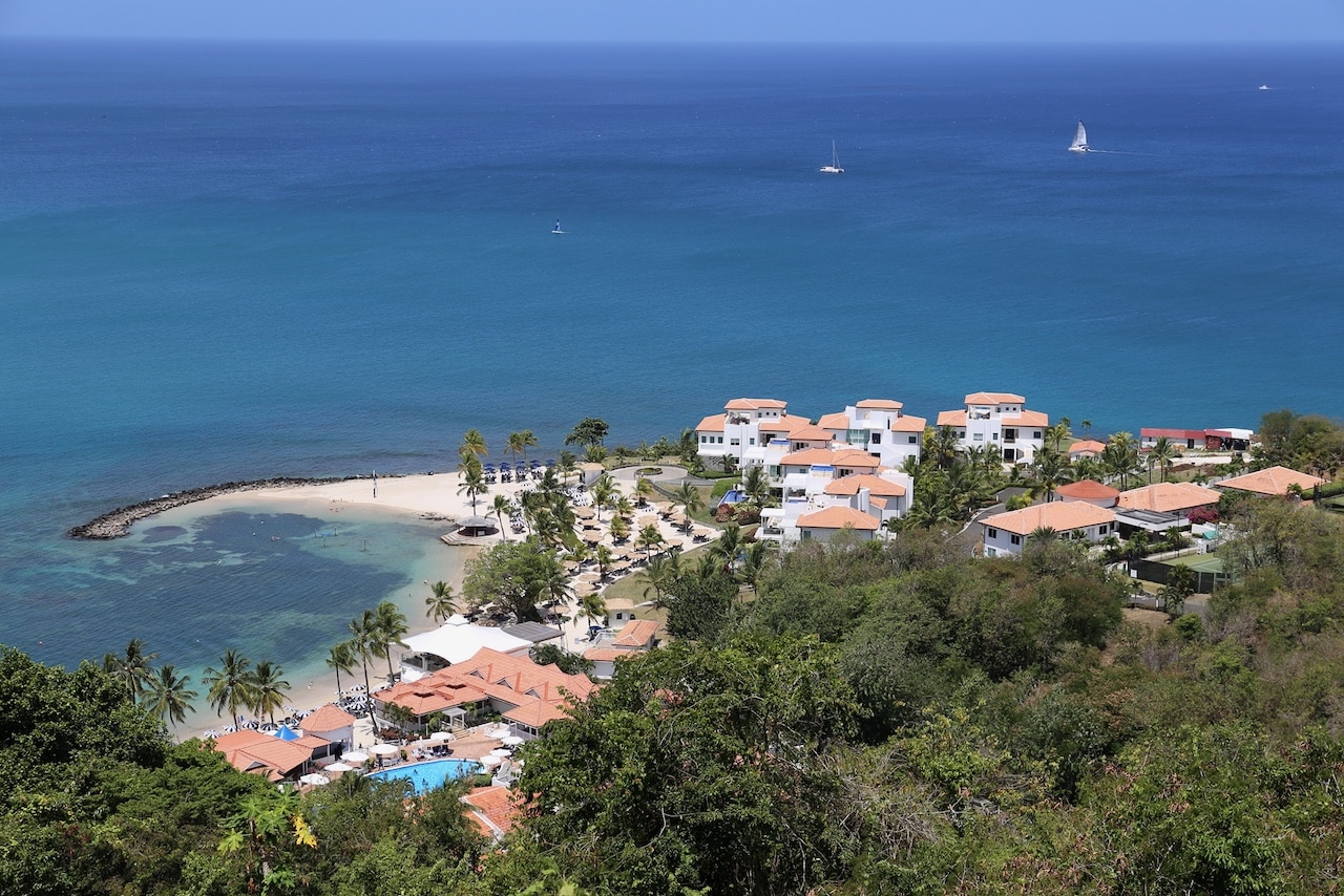 A panoramic view of Windjammer Landing Resort in Saint Lucia.