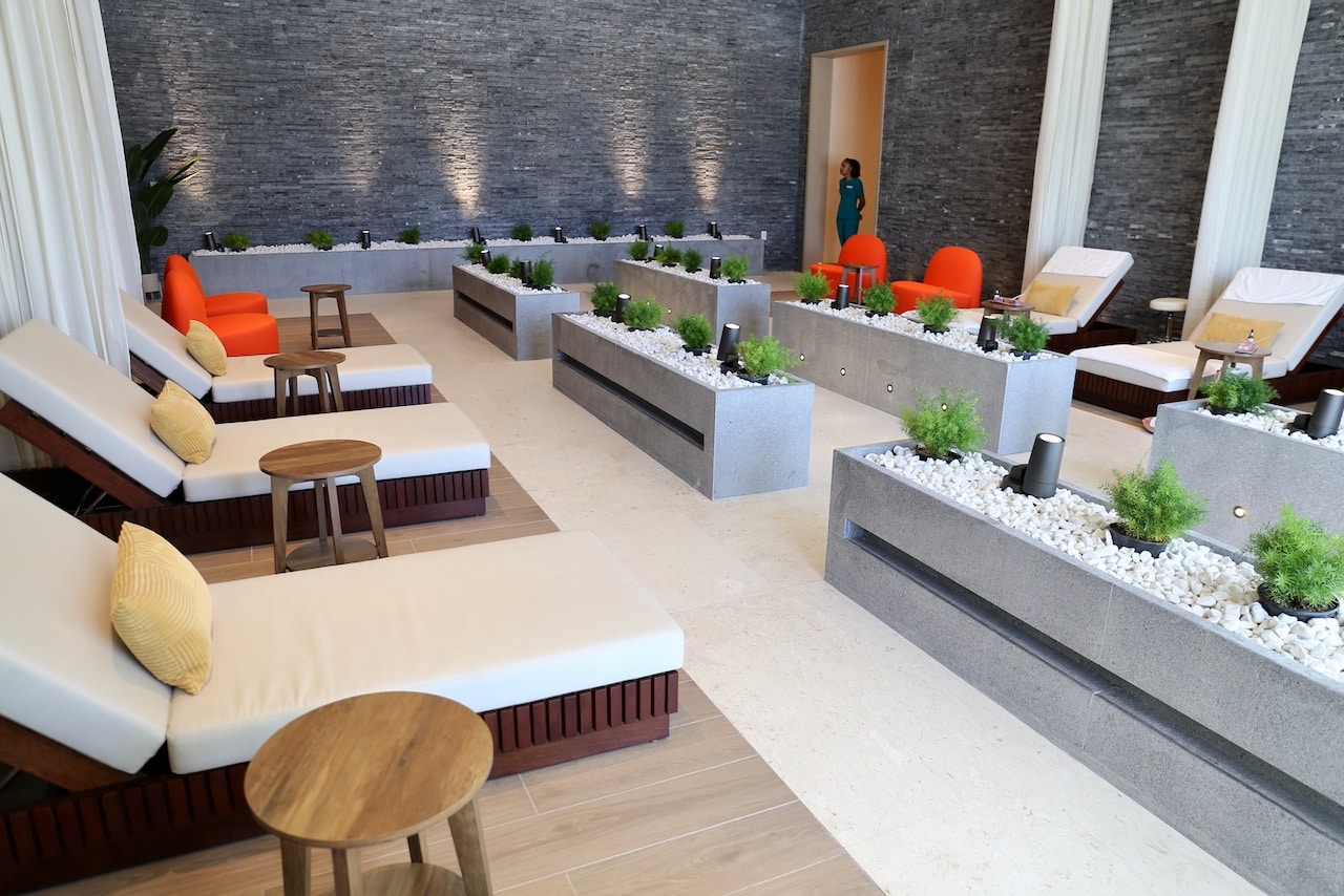 Wyndham Grand Barbados Spa relaxation room.