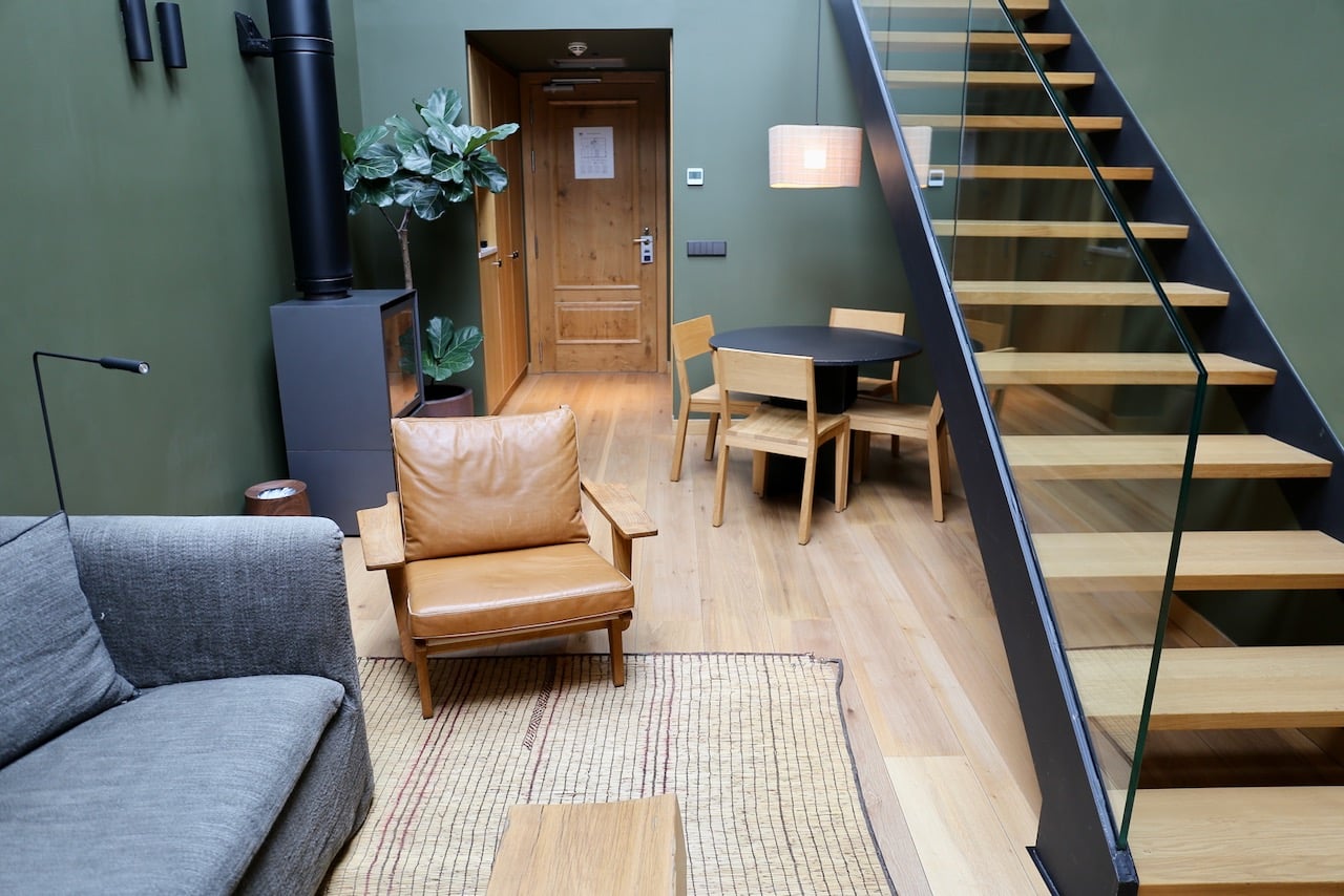 The main floor of Hotel Arbaso's duplex penthouse suite.