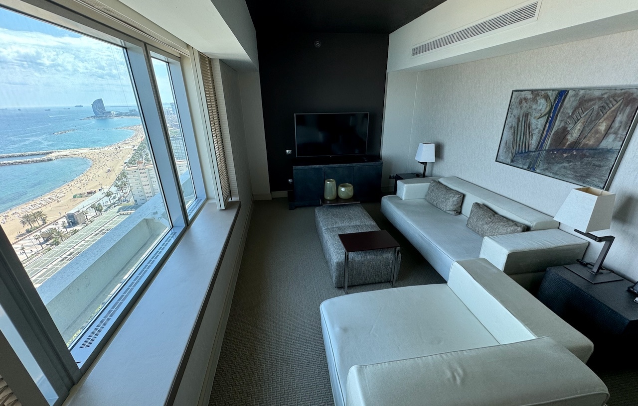 Hotel Arts Barcelona Suite Living Room offers views of the beach.