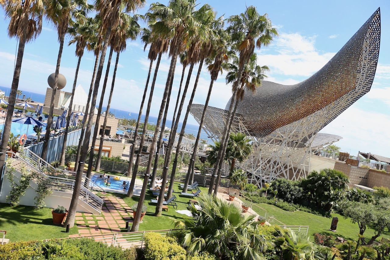 Enjoy views of architect Frank Gehry's famous Golden Fish sculpture.