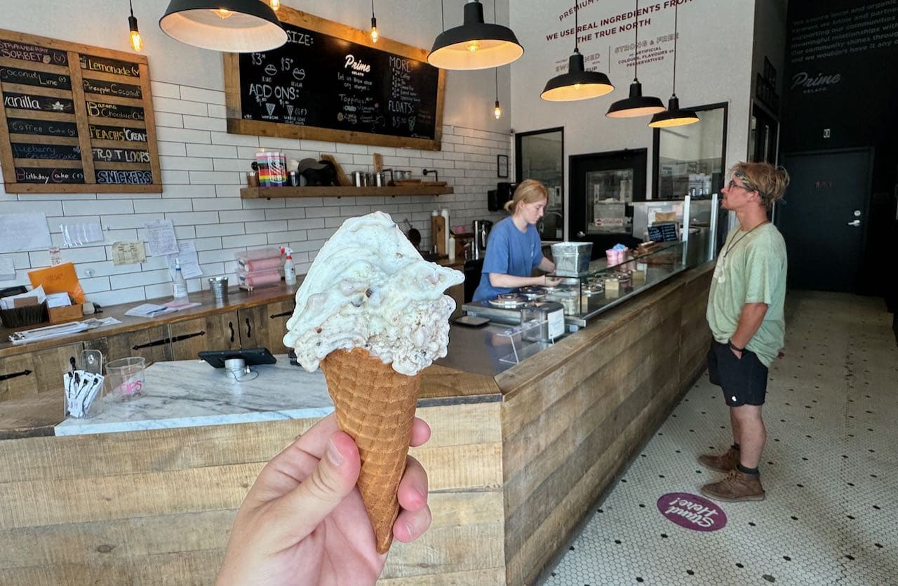 Prime Gelato makes homemade ice cream onsite using local products made in Thunder Bay.
