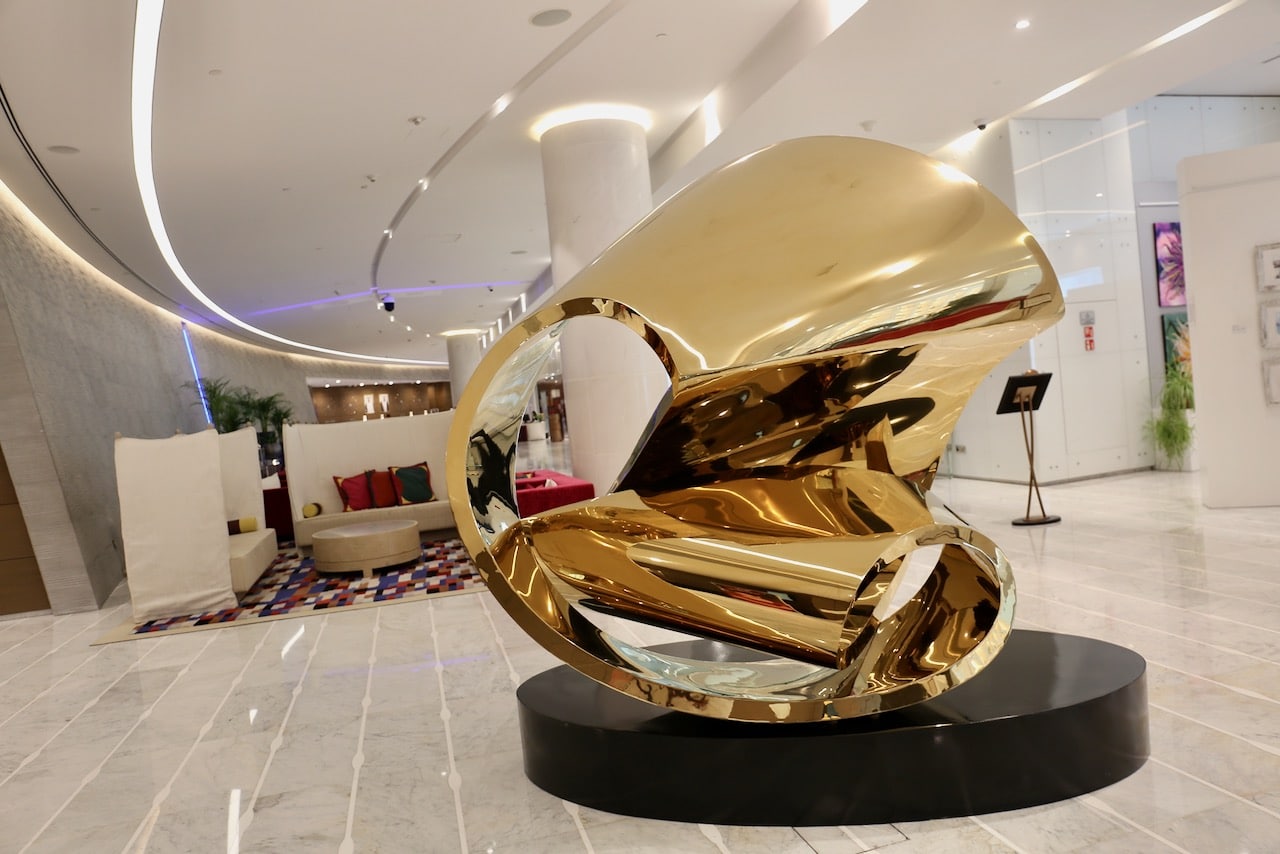 Art adorns the Pullman Doha West Bay Hotel lobby.