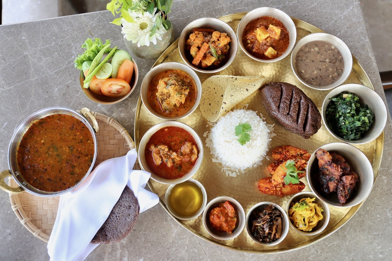 The resort's signature restaurant Thaan serves up Nepali, Thai, Indian and western fare. 