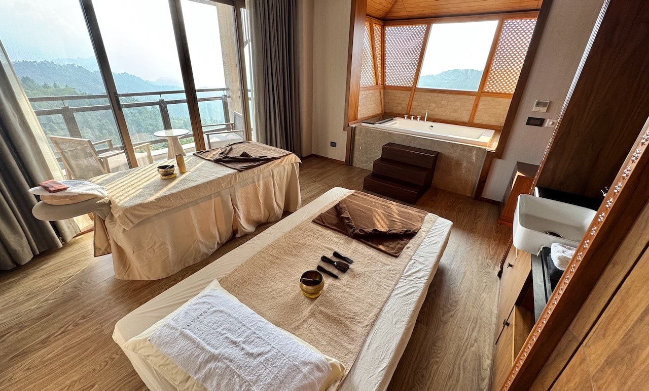 The resort's wellness program is excellent, featuring suites with hot tubs, massage tables and Tibetan singing bowl beds.