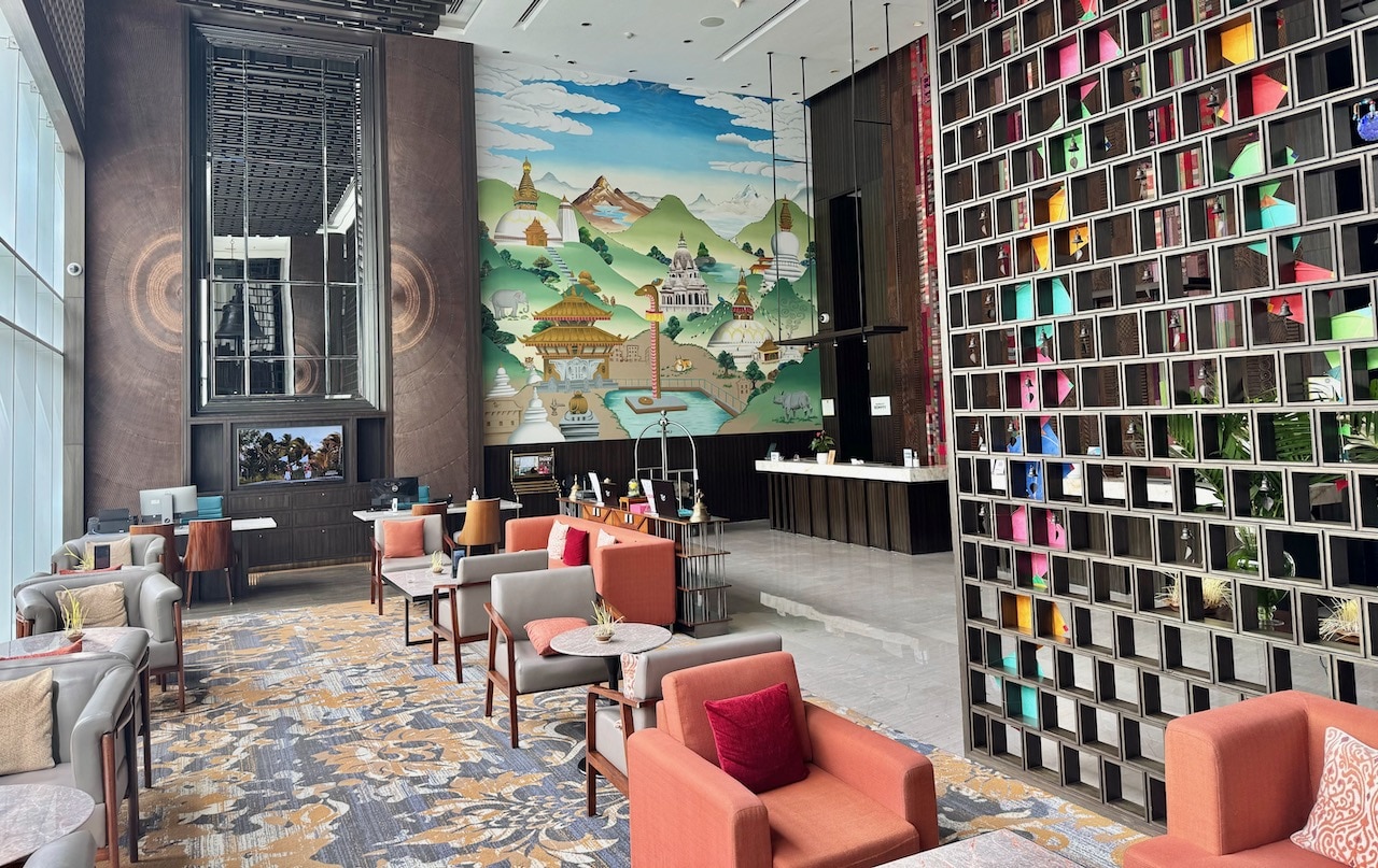 The lobby at Kathmandu Marriott Hotel.