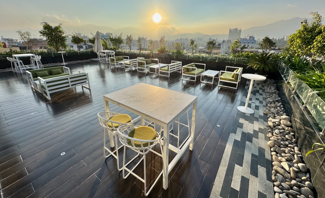Enjoy a cocktail at sunset at Tahina Terrace.