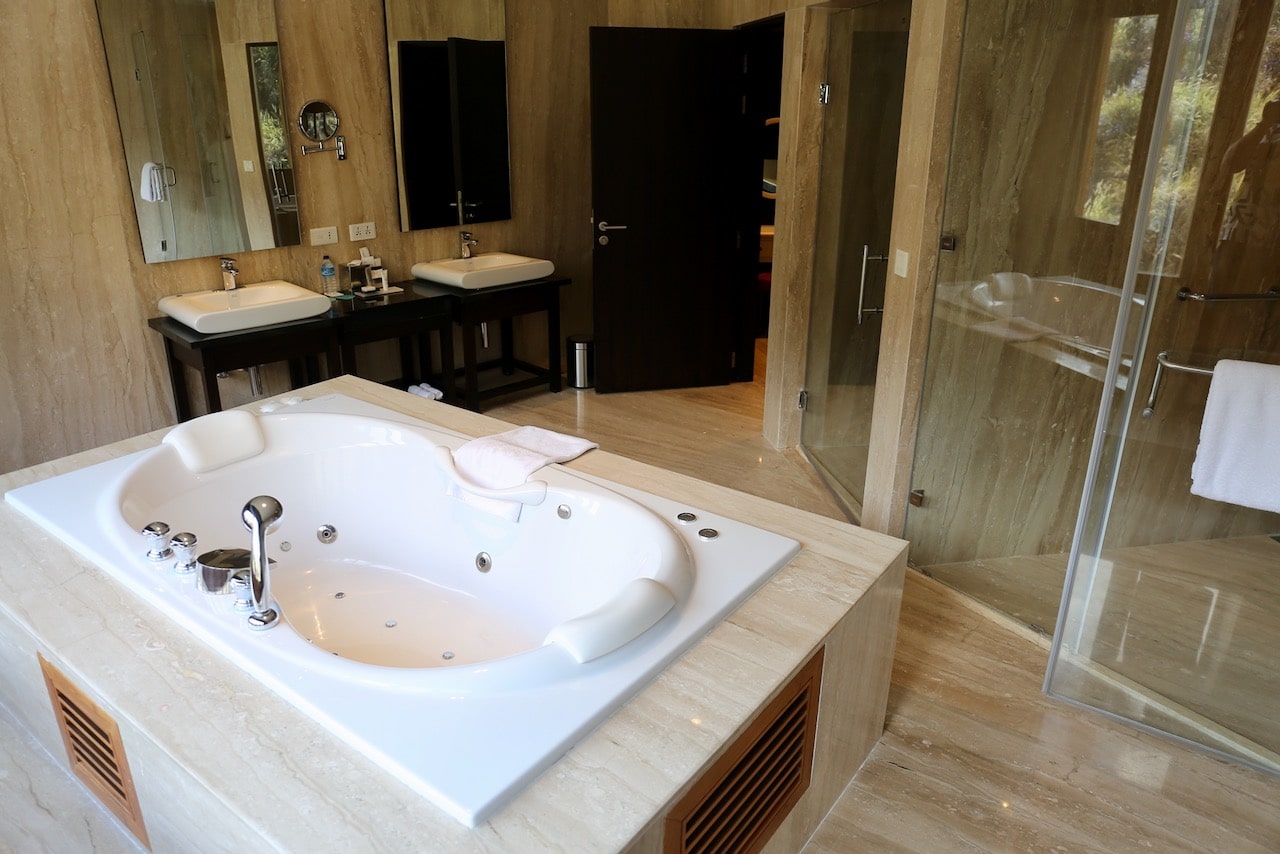 The Royal Suite bathroom features an elevated jet tub perfect for romantic couples.