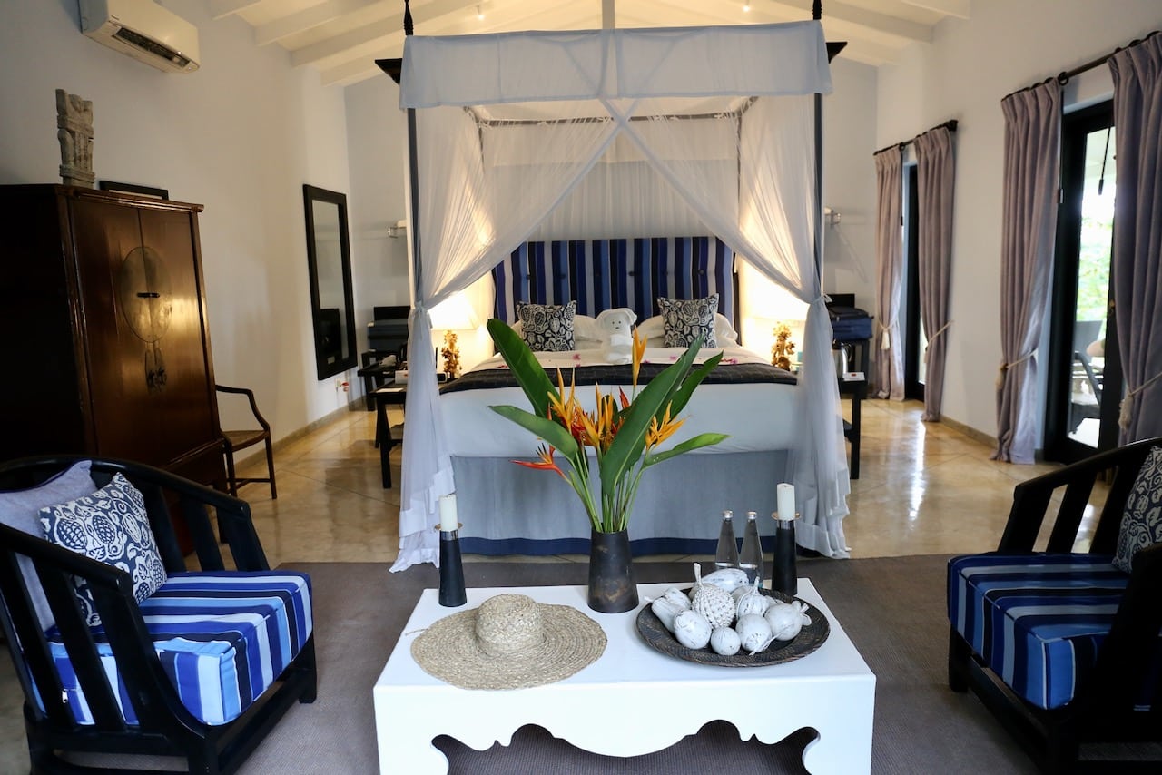 An elegant and romantic bedroom in our pool villa.