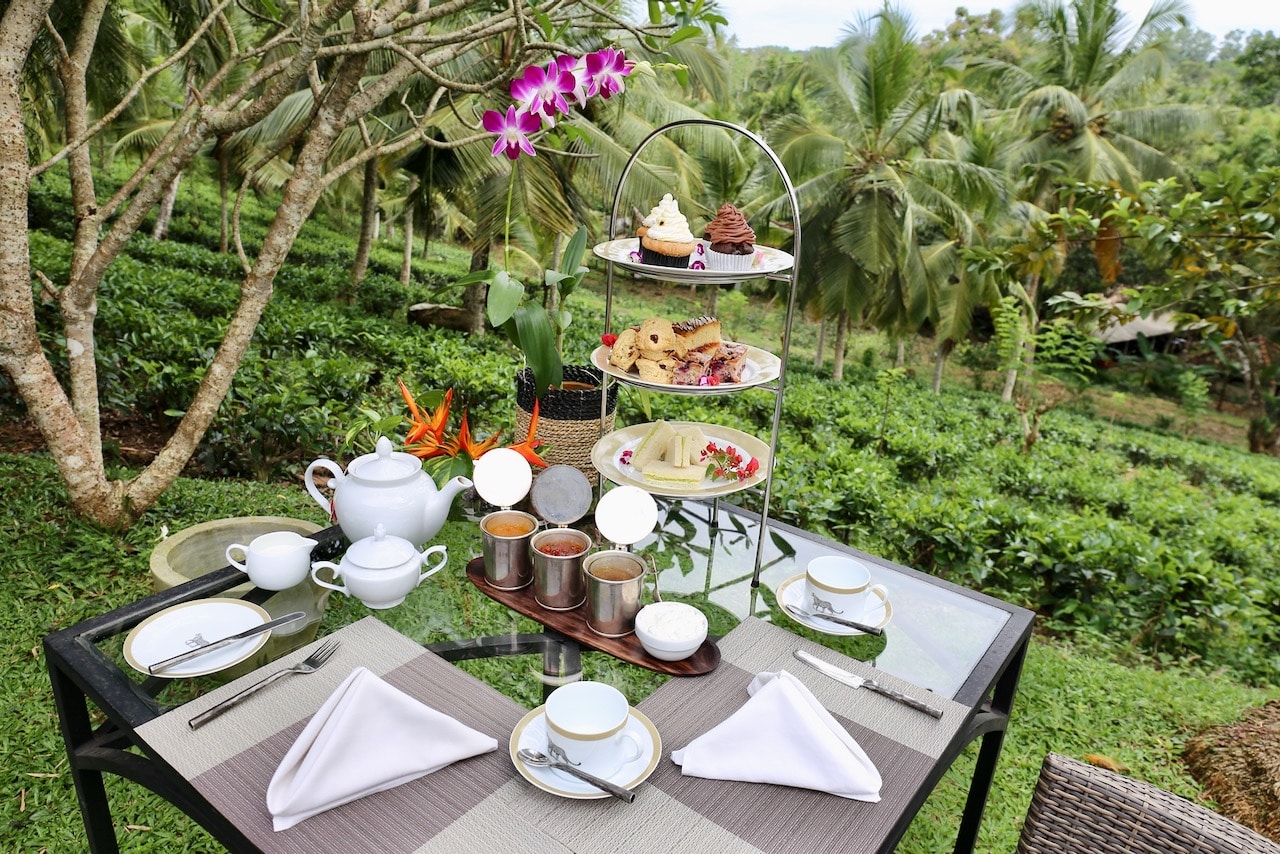 Friendly staff are happy to set up afternoon tea at the villa, which overlooks the resort's tea plantation. 