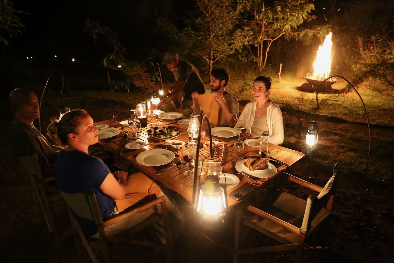 Barbecue and bonfire dinner at Leopard Safaris in Yala National Park.