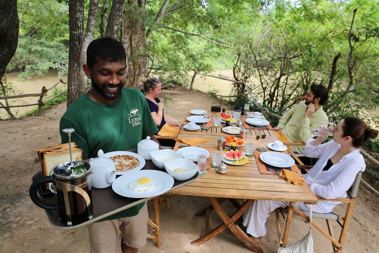 Breakfast overlooking the river at Leopard Safaris Yala.