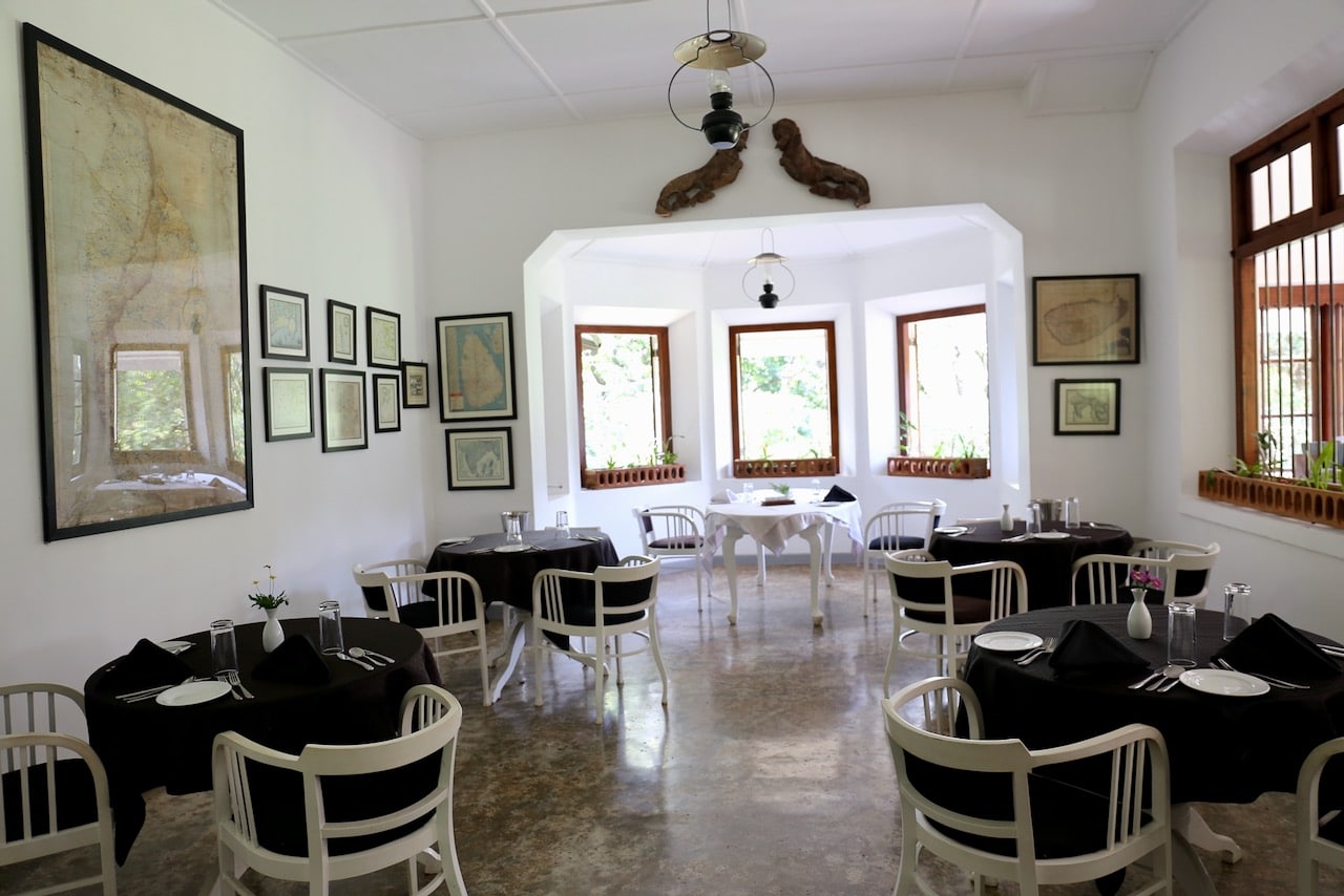 Guests can enjoy meals in the indoor dining room or garden patio.