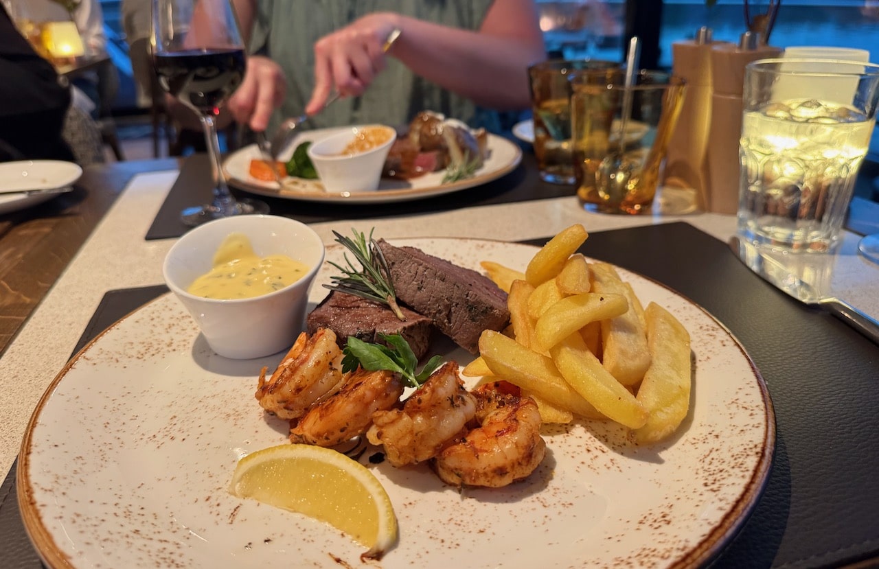 Enjoy a Surf & Turf dinner at Viva's Bistro.