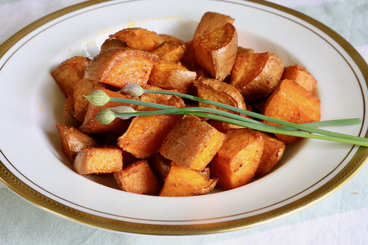 The Air Fryer also roasts sweet potato in a flash! 