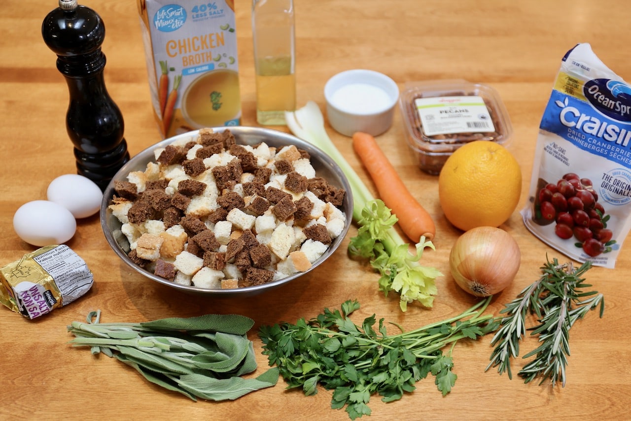 Homemade Festive Dressing recipe ingredients.
