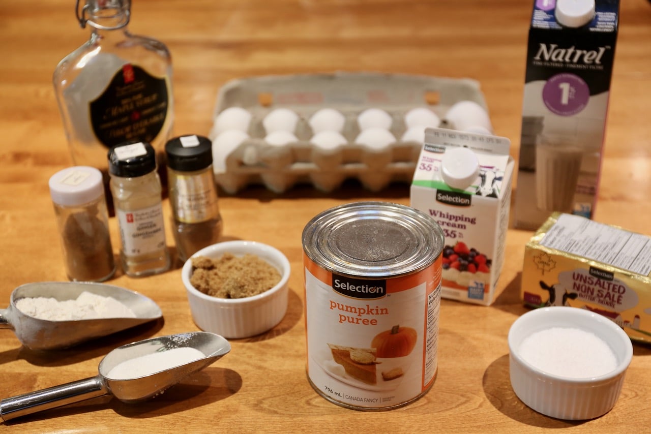 Homemade Pumpkin Pie recipe ingredients.