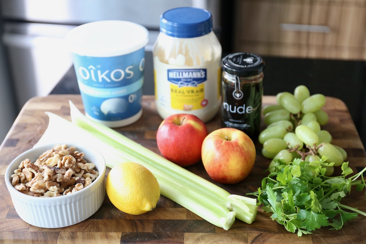 Classic Waldorf Salad recipe ingredients.