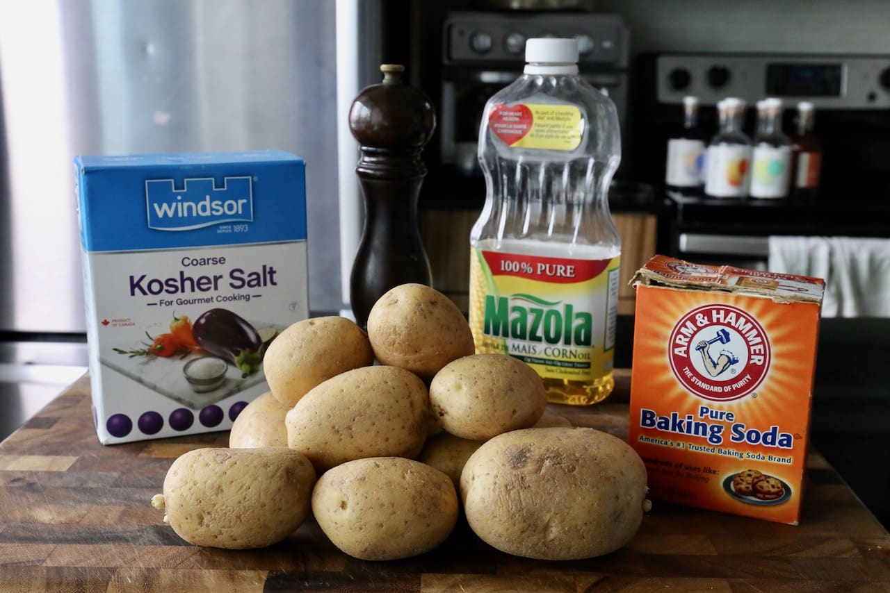 Traditional British Roasted Potatoes recipe ingredients.