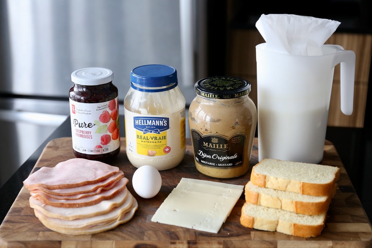 Traditional Monte Cristo Sandwich recipe ingredients.