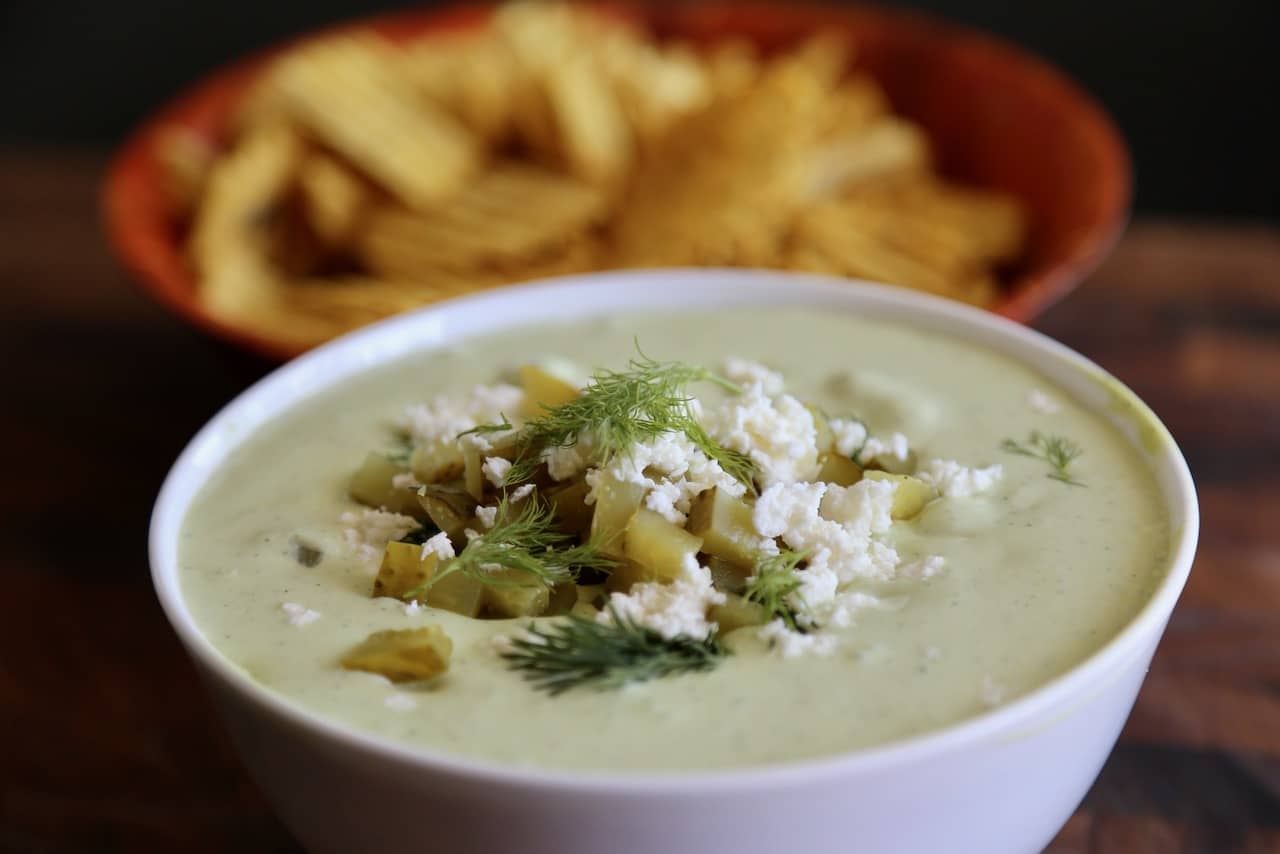 Whipped Cottage Cheese Dill Pickle Dip Recipe